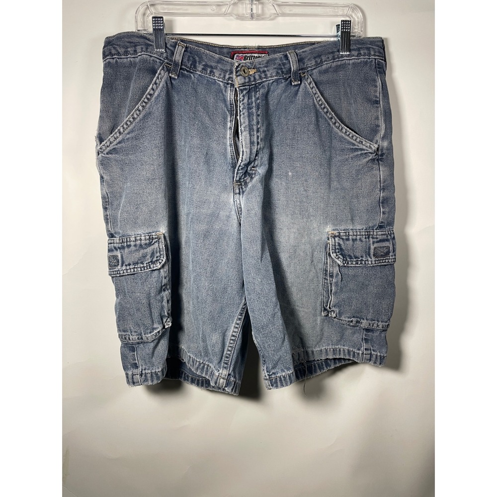 Brittania Mens Cargo Shorts Denim Blue 36 Relaxed Fit Outdoor‎ Casual